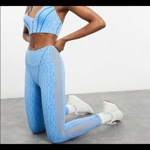 adidas x Ivy Park Mesh Monogram Tights - Light Blue
